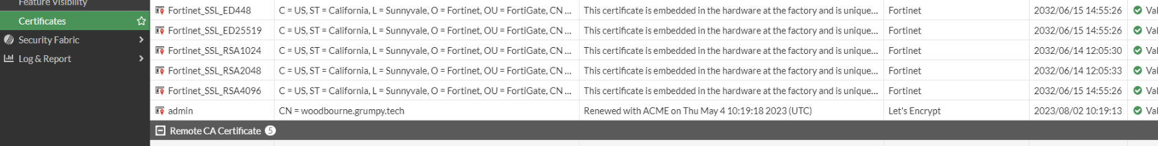 FortiGate: Use Lets Encrypt SSL certificates with a FortiGate