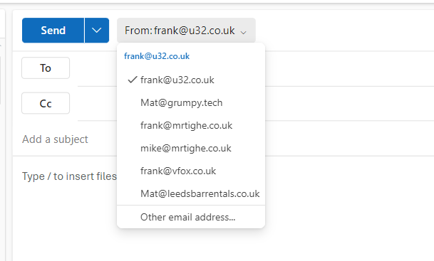 O365: How to send emails from an alias in the Outlook web client (OWA)