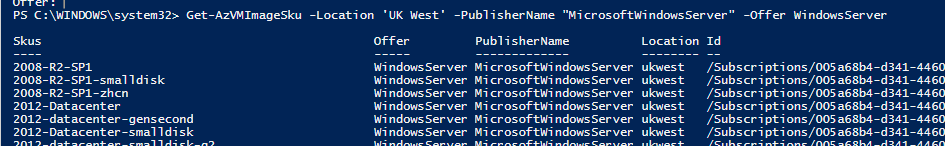 Azure, PowerShell : Creating a VM with PowerShell