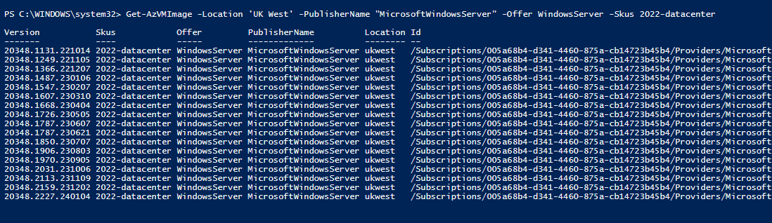 Azure, PowerShell : Creating a VM with PowerShell